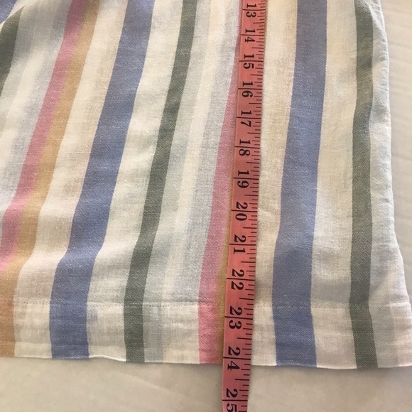 GAP Short Sleeve Square Neckline Multi Stripe Loose Fit Linen Blend Blouse - Picture 10 of 12